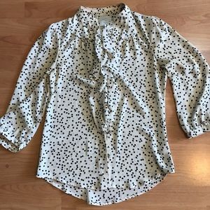 Anthropologie 3/4 Sleeve Polka Dot Blouse